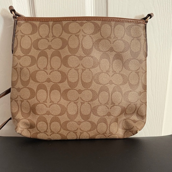 Coach Signature Tan and Brown Crossbody Bag - Picture 3 of 4